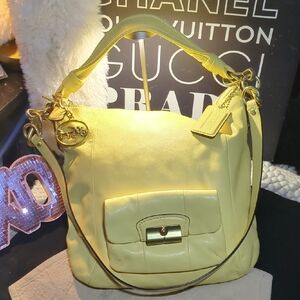 Coach Yellow Kristen Leather Hobo Shoulder Bag / Gold Hardware #14783 ONLY $150